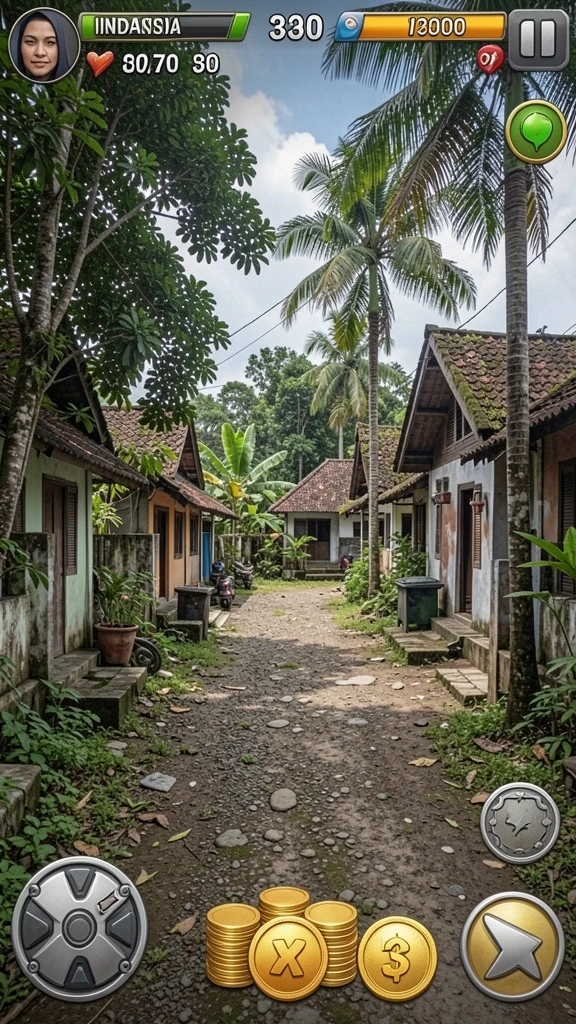 Gambaran karakter kustom dengan berbagai pilihan pakaian.