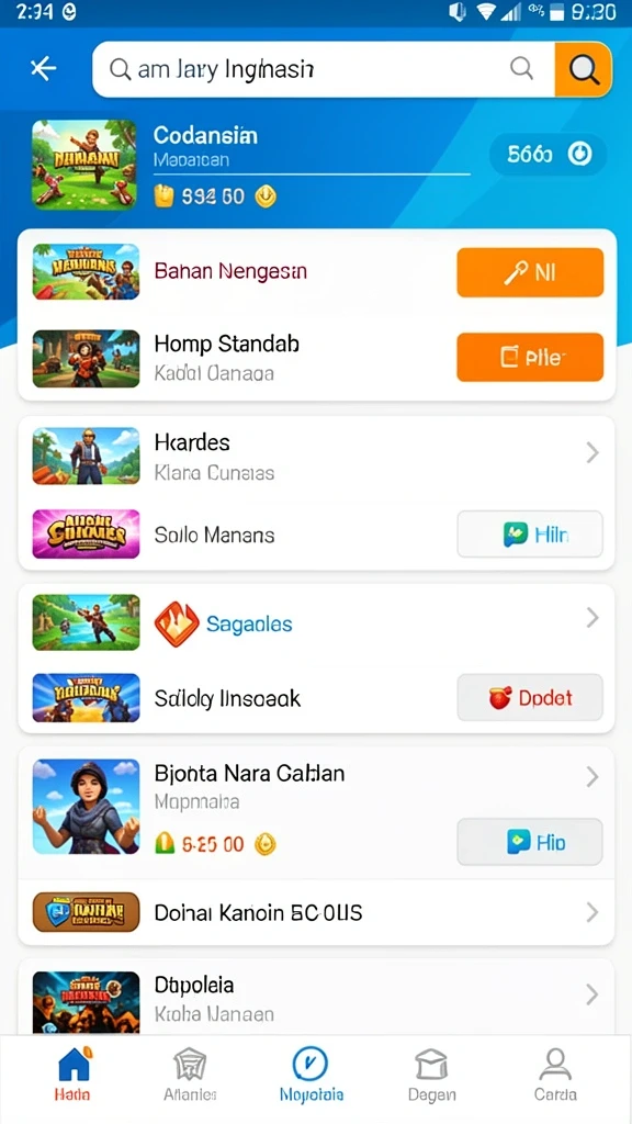 Tampilan utama DEWATOGEL dengan berbagai pilihan permainan.