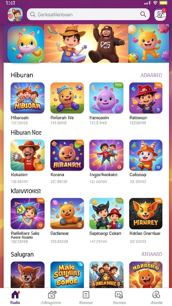 Tampilan utama aplikasi RAFFI777 yang menarik dan user-friendly.