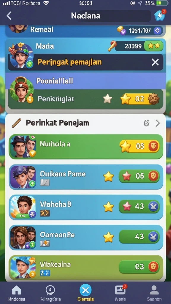 Screenshot dari level permainan yang menantang.